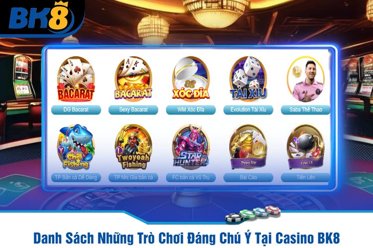 Danh Sách Những Trò Chơi Đáng Chú Ý Tại Casino BK8